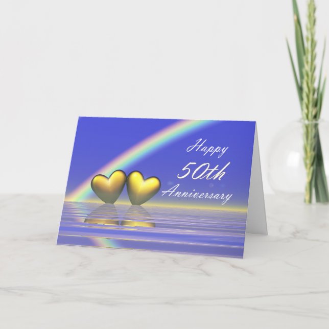Goldene Herzen zum 50. Jahrestag Karte (Vorderseite)