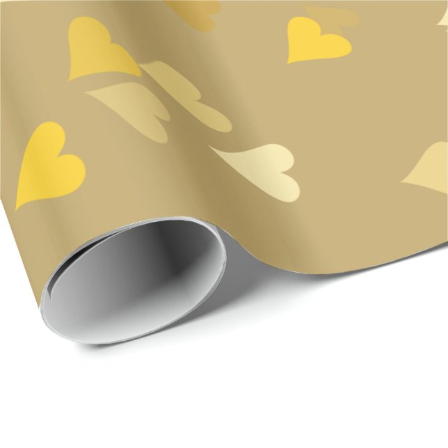 Goldene Herzenconfetti-Geschenk-Verpackung Geschenkpapier (Rolleneckpunkt)