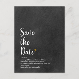 Goldene Herzschrift Save the Date Definition Ankündigungspostkarte
