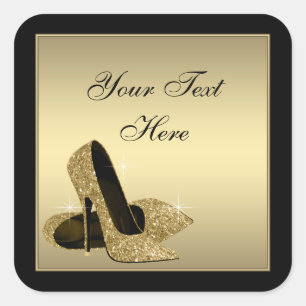 Goldene High Heel Schuhe Umschlag Siegel Party Fav Quadratischer Aufkleber