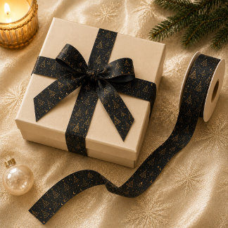 Goldene Himmel-Christbaum-Musterband Satinband
