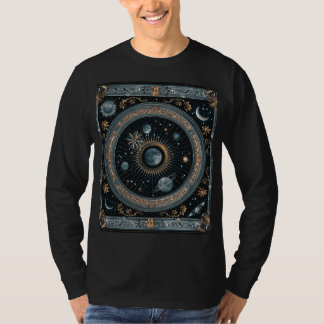 Goldene Himmelsmondumlaufbahn mit detailliertem As T-Shirt