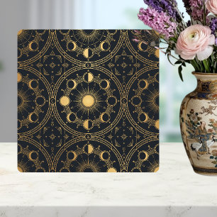 Goldene Himmelssonne Mondphasen Geometrisches Must Fliese