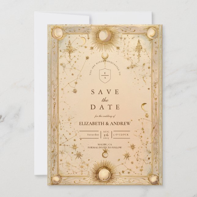 Goldene Himmlische Barockhochzeit Save The Date (Vorderseite)