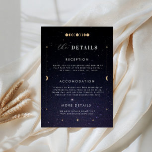Goldene himmlische Sternenmond Details Hochzeitska Einladung
