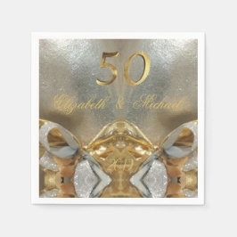 Goldene Hochzeit 50 Jahre Jubiläum Elegante Imitat Serviette