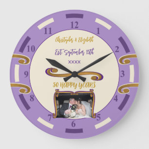 Goldene Hochzeit 50 Jahre Namen Foto Lila Große Wanduhr