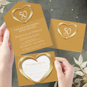 Goldene Hochzeit 50‑jähriges Fest All In One Einladung