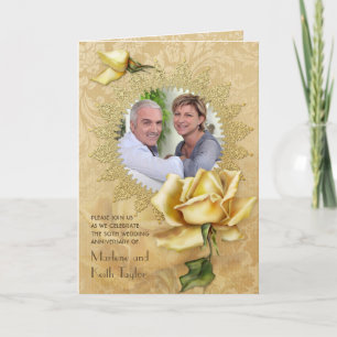 Goldene Hochzeit A des Rosen-Damast-50. Einladung