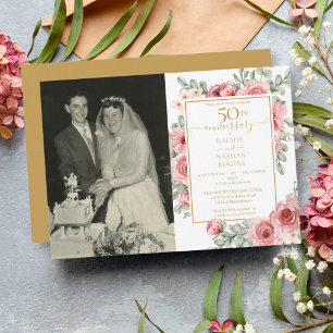 Goldene Hochzeit Blumenrose 50. Jubiläum  Einladung