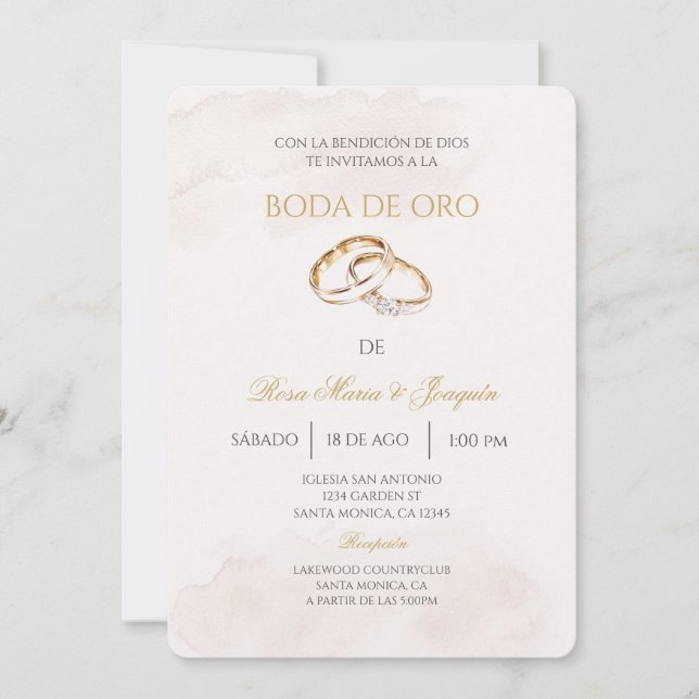 Goldene Hochzeit editierbar Einladung (Vorderseite)