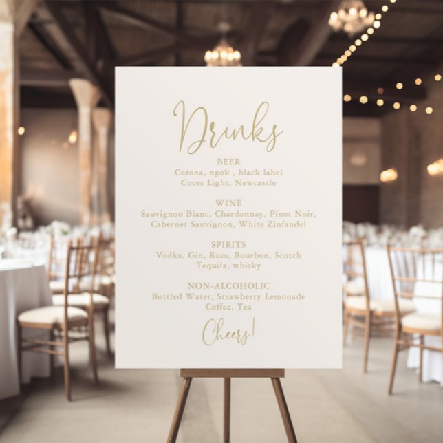 Goldene Hochzeit Getränkekarte Fancy Script Schild (Von Creator hochgeladen)