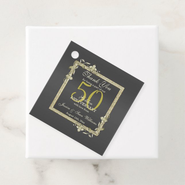 Goldene Hochzeit & Glitzer 50. Goldene Hochzeit Geschenkanhänger (Beispiel)