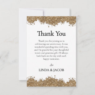 Goldene Hochzeit Gold Glitter-Imitation Dankeskarte