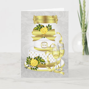 Goldene Hochzeit Grußkarte mit Kuchen Karte