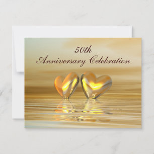 Goldene Hochzeit Herzen Einladung