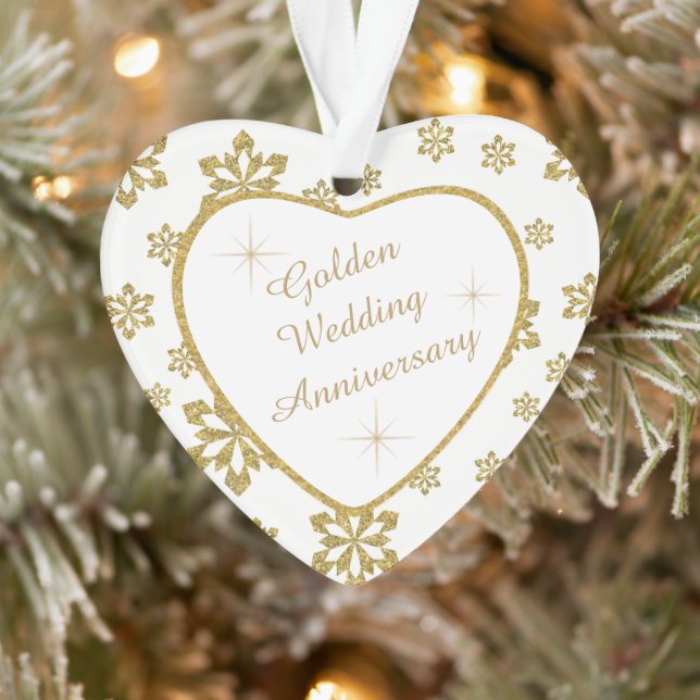 Goldene Hochzeit Jubiläumsschneeflocke Ornament (Baum)