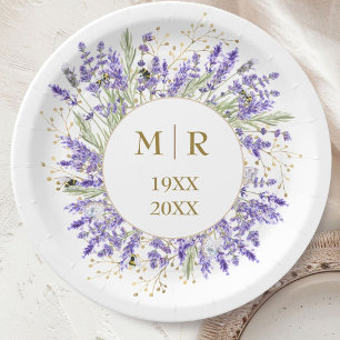 Goldene Hochzeit Lavendel Blumenmuster Pappteller