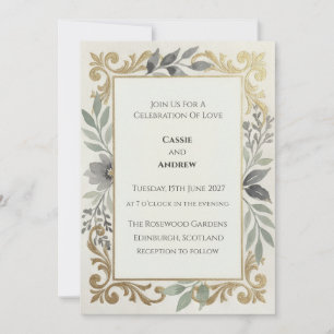 Goldene Hochzeit mit Ranken und Salbei Einladung
