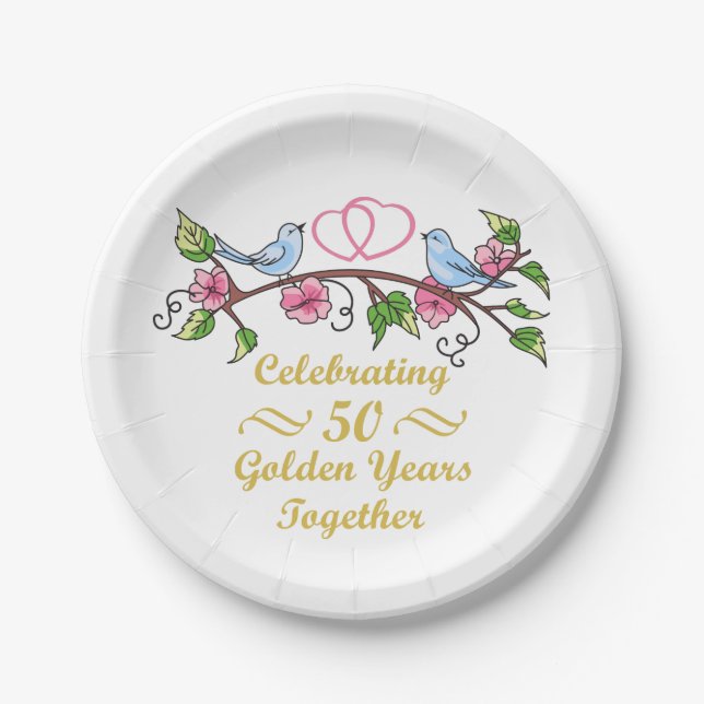 Goldene Hochzeit Pappteller (Vorderseite)