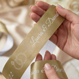 Goldene Hochzeit personalisiertes Namensband Satinband