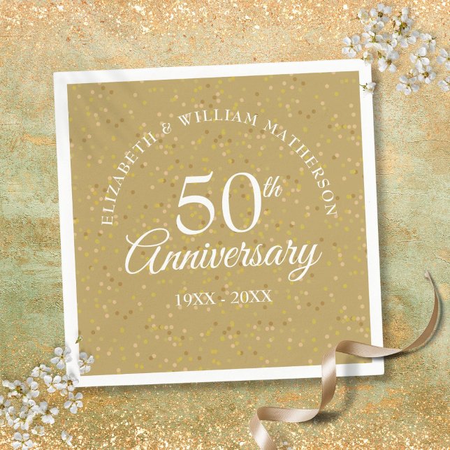 Goldene Hochzeit zum 50. Jubiläum Gold Confetti Serviette (50th Golden Wedding Anniversary Gold Confetti Napkins)