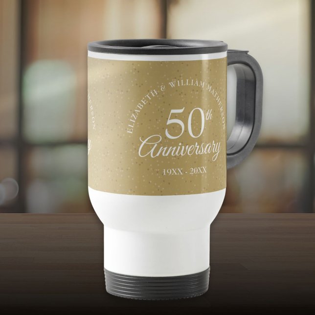 Goldene Hochzeit zum 50. Jubiläum Gold Staubkraut  Reisebecher (50th Golden Wedding Anniversary Gold Dust Confetti Travel Mug)