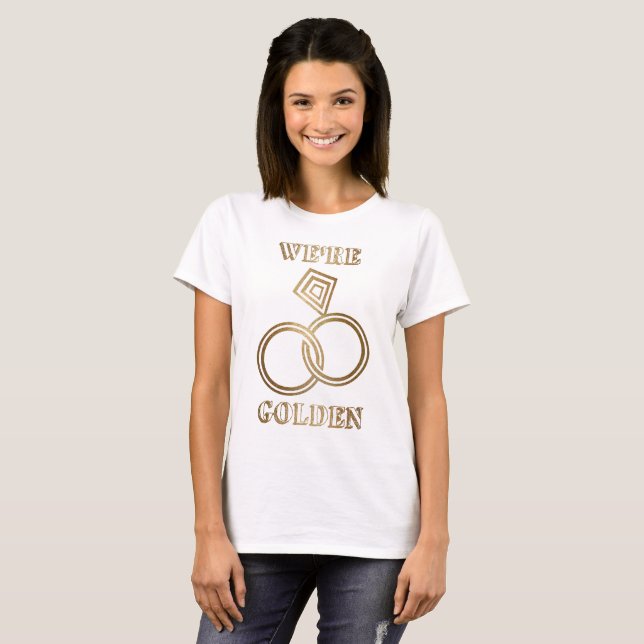 Goldene Hochzeiten zum Jubiläum Romantische Golden T-Shirt (Vorne ganz)
