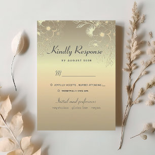 Goldene Hochzeits-Antwortkarte mit floralem Muster RSVP Karte