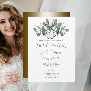 Goldene Hochzeitseinladung mit weißen Tulips Einladung