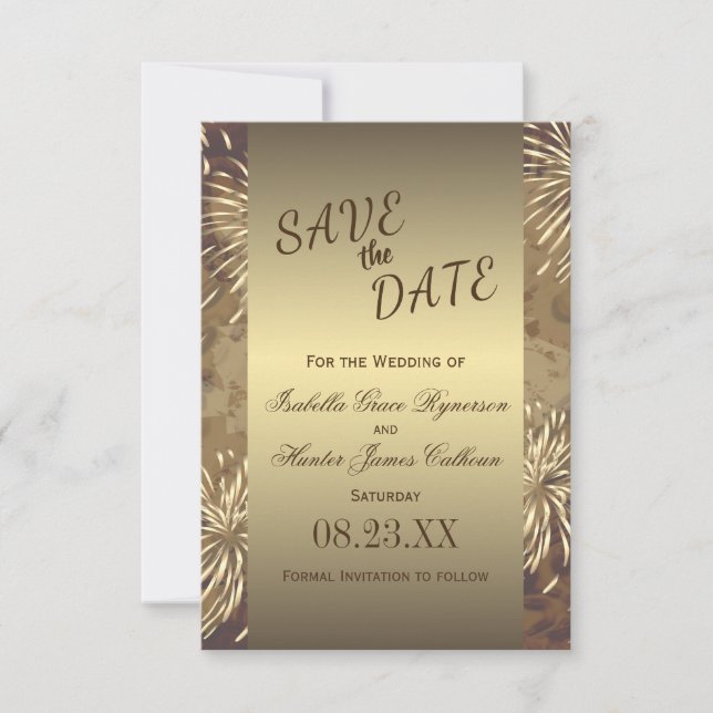 Goldene Hochzeitsfeuerwerke Save The Date (Vorderseite)