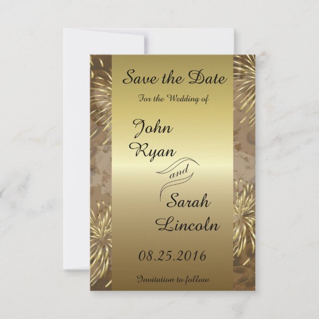 Goldene Hochzeitsfeuerwerke Save The Date (Vorderseite)