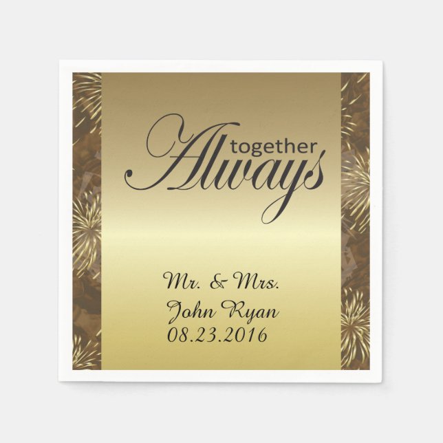 Goldene Hochzeitsfeuerwerke Serviette (Vorderseite)