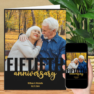 Goldene Hochzeitsfoto Moderne 50. Hochzeitstag-Fei Karte