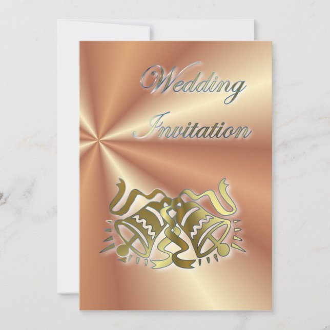 Goldene Hochzeitsglocken Einladung (Vorderseite)