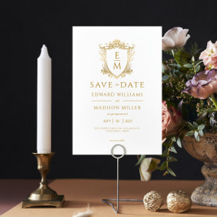 Goldene Hochzeitskrone mit individuellen Hochzeits Einladung