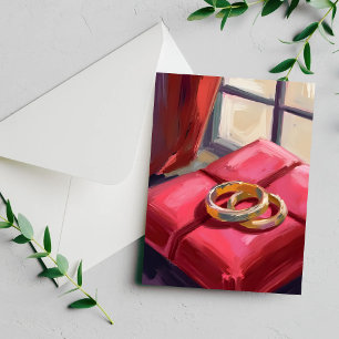 Goldene Hochzeitsringe Wasserfarbenkarte