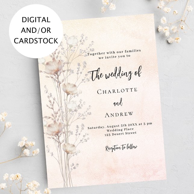 Goldene Hochzeitssonne-Rose-Wildblume Einladung (Von Creator hochgeladen)