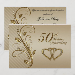 Goldene Hochzeitstag-Einladungs-Karte Einladung