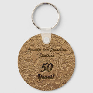 Goldene Hochzeitstag-Schlüsselketten-Puppen Schlüsselanhänger