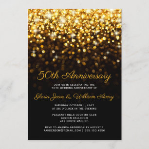 Goldene Hollywood Glamour 50. Hochzeitstag Einladung