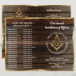 Goldene Holzbifold Masonic Programmvorlage
