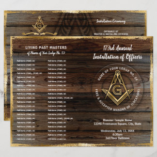 Goldene Holzbifold Masonic Programmvorlage