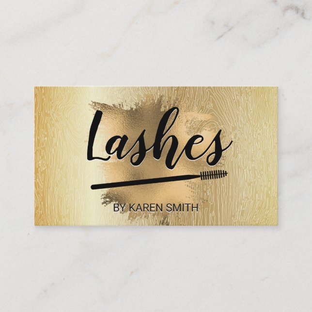 Goldene Holzkörnerlinie | Goldfolie | Lashes Terminkarte (Vorderseite)