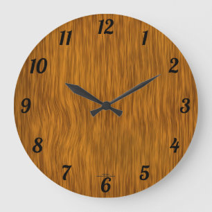 Goldene Holzoptik-Uhr Große Wanduhr