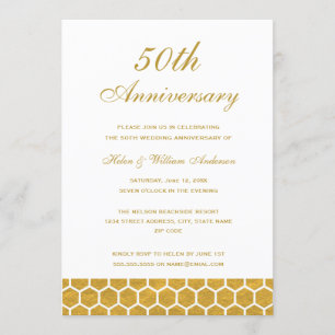 Goldene Honeycomb - Einladung zum 50. Hochzeitstag