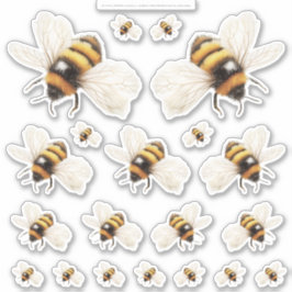 Goldene Honig Fee Welt – 2a - 20 Bienen Blatt Aufkleber