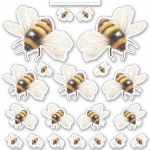 Goldene Honig Fee Welt – 2a - 20 Bienen Blatt Aufkleber