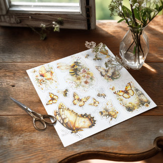Goldene Honig Fee Welt – 3c Bienen und Schmetterli Aufkleber