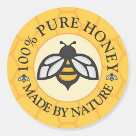 Goldene Honigbiene & Honigwabe - 100% reiner Natur Runder Aufkleber